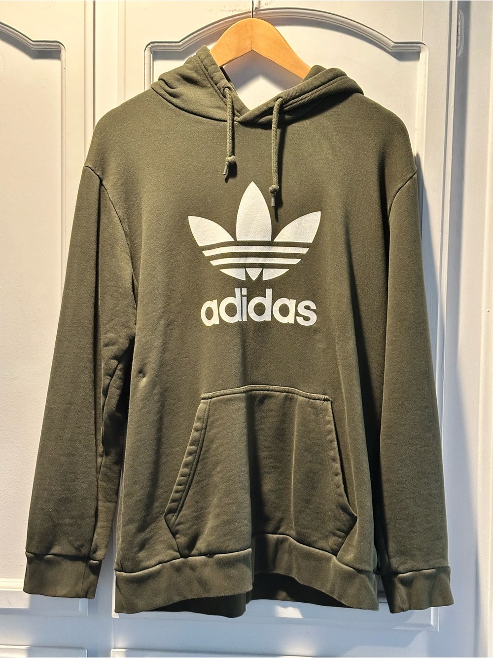 adidas Olive Green Trefoil Pullover Hoodie